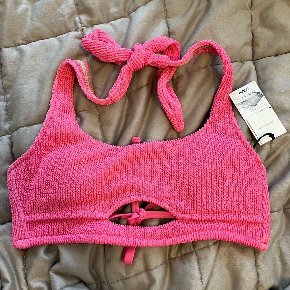 Pink Textured Bikini Top